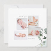 Eukalyptus Faire part de Naissance Garçon Einladung (Vorderseite)