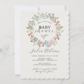 Eukalyptus Fall Leaf Wreath Baby Dusche Einladung (Vorderseite)