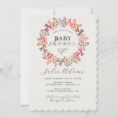 Eukalyptus Fall Leaf Wreath Baby Dusche Einladung (Vorderseite)