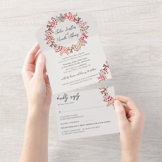 Eukalyptus Fall Leaf Wreath Wedding All All In One Einladung (Abreißen)