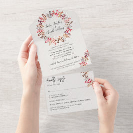 Eukalyptus Fall Leaf Wreath Wedding All In One Einladung