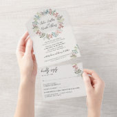 Eukalyptus Fall Leaf Wreath Wedding All In One Einladung (Abreißen)