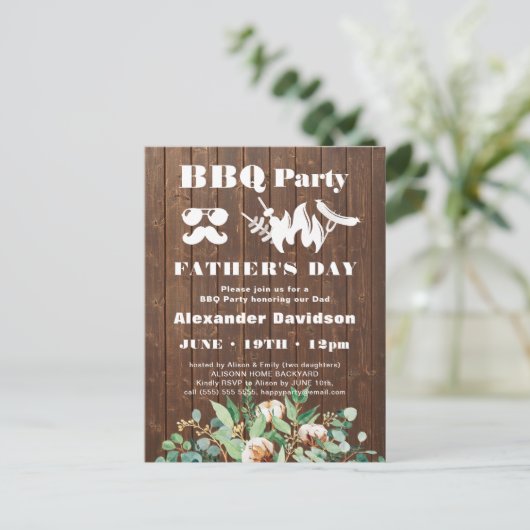 Eukalyptus Father's Day Foto GRILLEN Party Postkarte (Stehend Vorderseite)