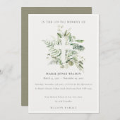 Eukalyptus Fern Fauna Cross Memorandum Service Car Dankeskarte (Vorne/Hinten)