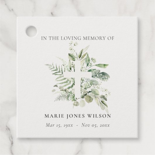 Eukalyptus Fern Fauna Cross Memorial Beileid Geschenkanhänger (Vorderseite)