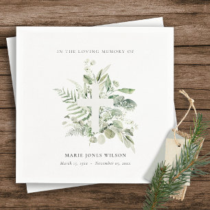 Eukalyptus Fern Fauna Cross Memorial Beileid  Serviette