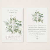 Eukalyptus Fern Fauna Cross Memorial Gebet Card (Vorne & Hinten)