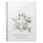 Eukalyptus Fern Foliage Cross Baptisbook Notizblock (Vorderseite)
