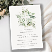 Eukalyptus Fern Foliage Cross Christening Einladun