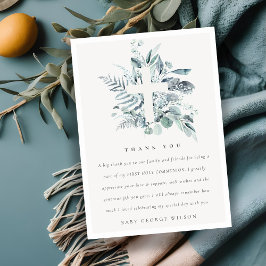 Eukalyptus Fern Foliage Cross Erste Heilige Kommun Dankeskarte