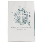 Eukalyptus Fern Foliage Cross Erste Heilige Kommun Mittlere Geschenktüte (Vorderseite)