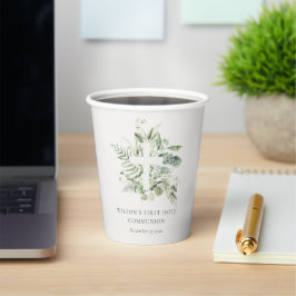 Eukalyptus Fern Foliage Cross Erste Heilige Kommun Pappbecher