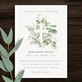 Eukalyptus Fern Foliage Cross Memorandum Service Dankeskarte