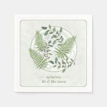 Eukalyptus & Fern Rings Wedding Paper Napkin