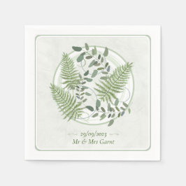 Eukalyptus & Fern Rings Wedding Paper Napkin Serviette