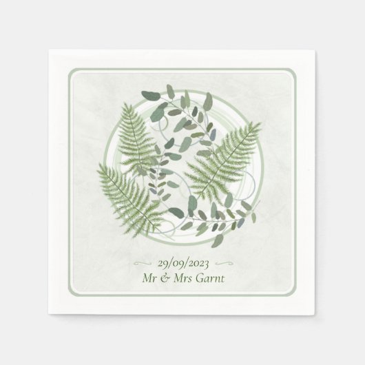 Eukalyptus & Fern Rings Wedding Paper Napkin Serviette (Vorderseite)