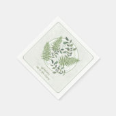 Eukalyptus & Fern Rings Wedding Paper Napkin Serviette (Ecke)