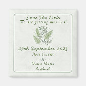 Eukalyptus & Fern Rings Wedding Save the Date Magnet (Vorne)