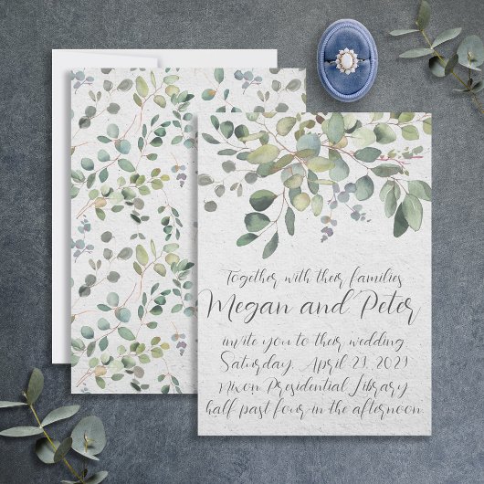 Eukalyptus Fine Art Calligraphy Style Wedding Einladung