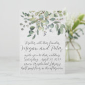 Eukalyptus Fine Art Calligraphy Style Wedding Einladung (Stehend Vorderseite)