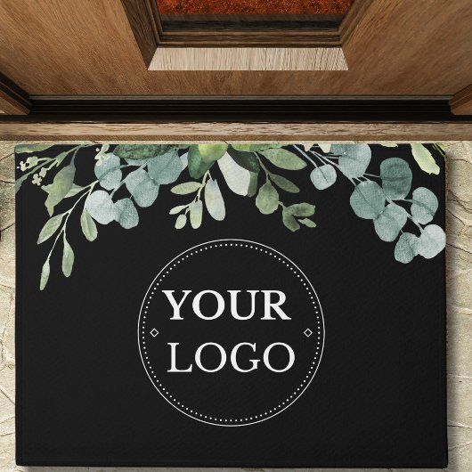 Eukalyptus-Firmenlogo Moderne schwarze Werbung Fußmatte