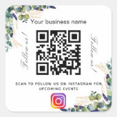 Eukalyptus-Firmenname qr-Codeinstagramm Quadratischer Aufkleber (Vorderseite)