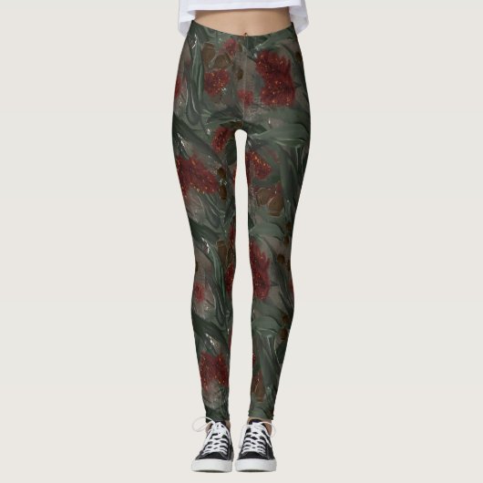 Eukalyptus-Flasche Flush Blumenmuster Leggings (Vorderseite)
