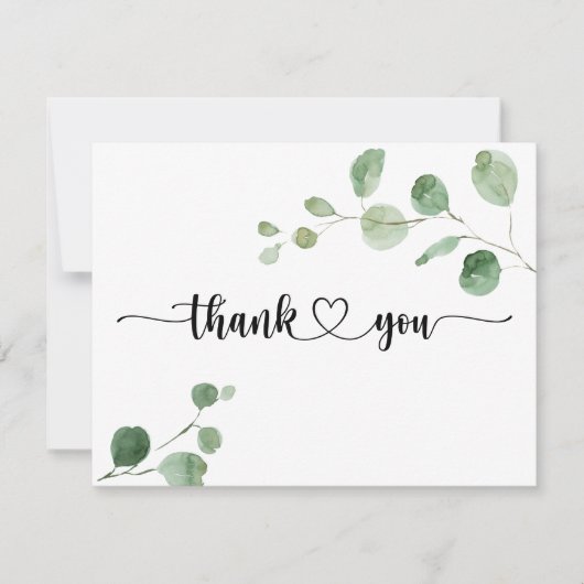 Eukalyptus Flat Wedding Danke Card (Vorderseite)