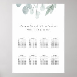 Eukalyptus Floral 8 Tabelle Hochzeitskarte Poster