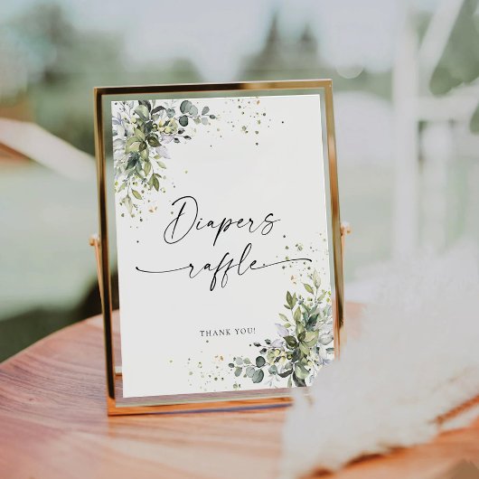 Eukalyptus Floral Baby Duschdiapers Raffle-Zeichen Sockelschild