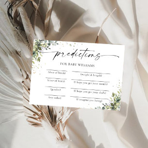 Eukalyptus Floral Baby Shower Predictions Card Einladung