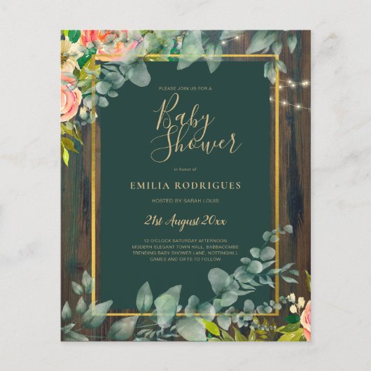 Eukalyptus FLORAL BABY SHOWT Rustikal Flyer (Vorne)
