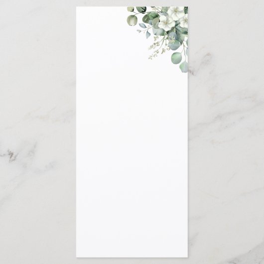 Eukalyptus Floral Blätter Lasst uns Script Wedding Menükarte (Rückseite)