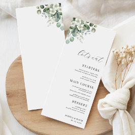 Eukalyptus Floral Blätter Lasst uns Script Wedding Menükarte