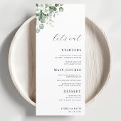 Eukalyptus Floral Blätter Lasst uns Script Wedding Menükarte