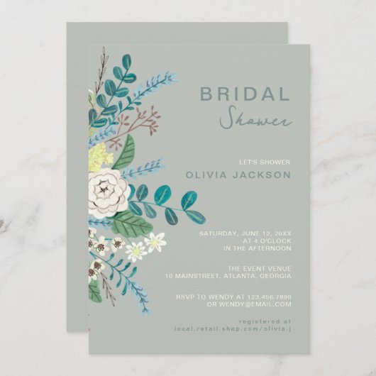 Eukalyptus floral Boho Greenery Brautparty Einladung (Vorne/Hinten)