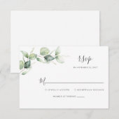 Eukalyptus Floral Botanical Script Wedding RSVP Karte (Vorne/Hinten)