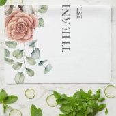 Eukalyptus Floral Botanische Rose Geschirrtuch (Gefaltet)