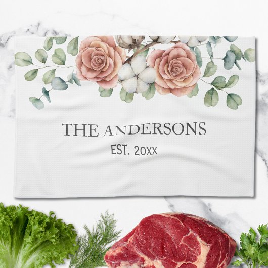 Eukalyptus Floral Botanische Rose Geschirrtuch
