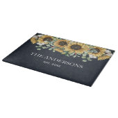 Eukalyptus floral botanischer Schwarzer Sonnenblum Schneidebrett (Ecke)