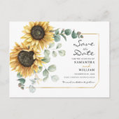 Eukalyptus floral Botanischer Sonnenblume Rett Ankündigungspostkarte (Vorderseite)