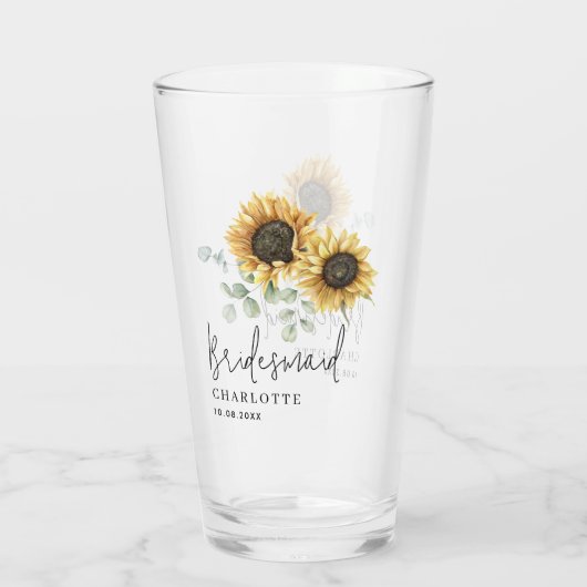 Eukalyptus floral Bridesmaid Script Glas (Rückseite)
