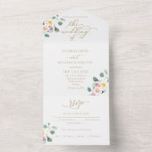 Eukalyptus Floral Calligraphy Wedding All In One Einladung (Innen Boden)