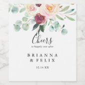 Eukalyptus Floral Cheers Wedding Weinetikett (Einzelnes Label)