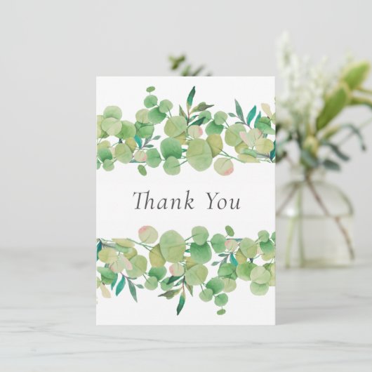 Eukalyptus Floral Dankeskarte (Stehend Vorderseite)