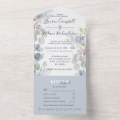 Eukalyptus floral Dusty Blue Wedding All In One Einladung (Innen Boden)