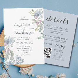 Eukalyptus Floral Dusty Blue Wedding Einladung