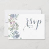 Eukalyptus floral Dusty Blue Wedding RSVP Karte (Vorderseite)