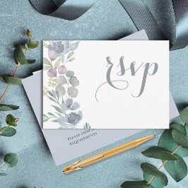 Eukalyptus floral Dusty Blue Wedding RSVP Karte