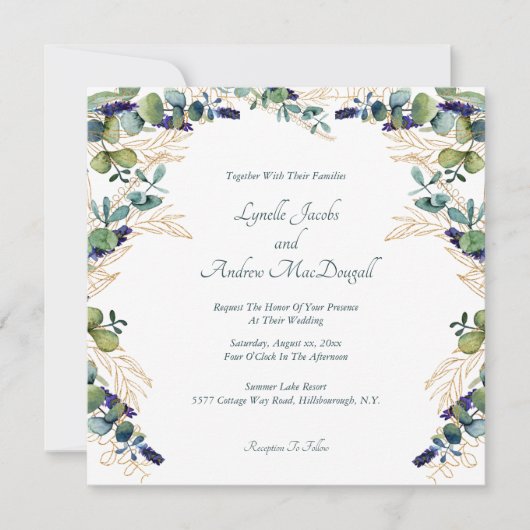 Eukalyptus floral einladung (Vorderseite)